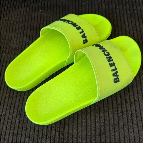 Balenciaga Neon Yellow Slip-On Loafers display picture 2